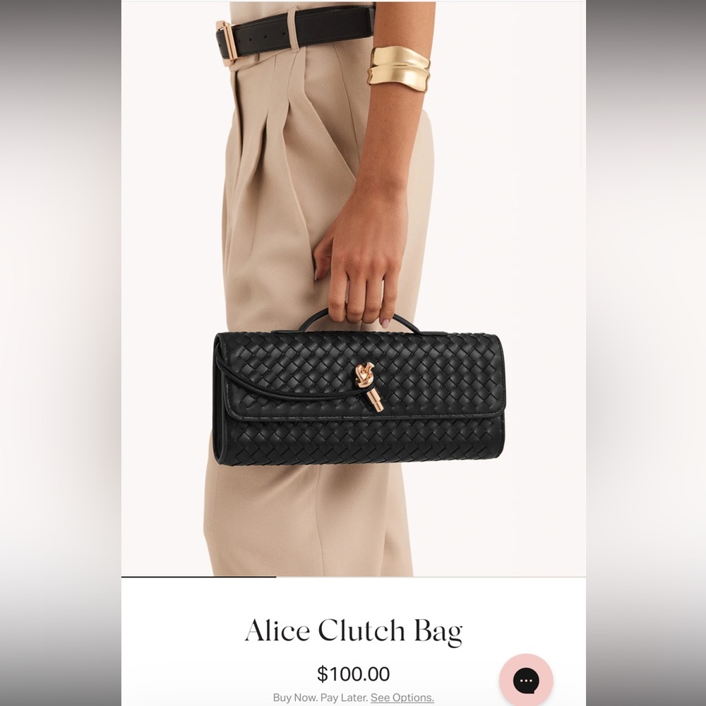 Black woven clutch